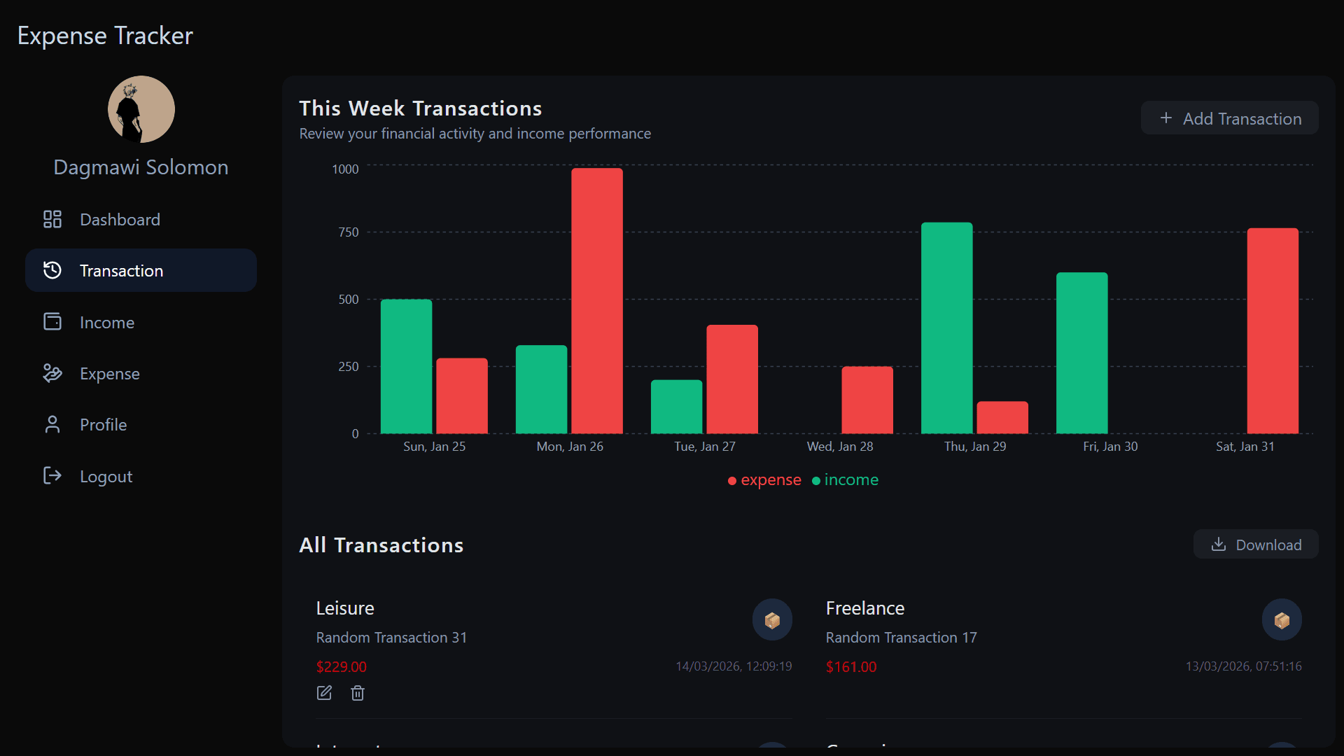 Expense Tracker Screenshot